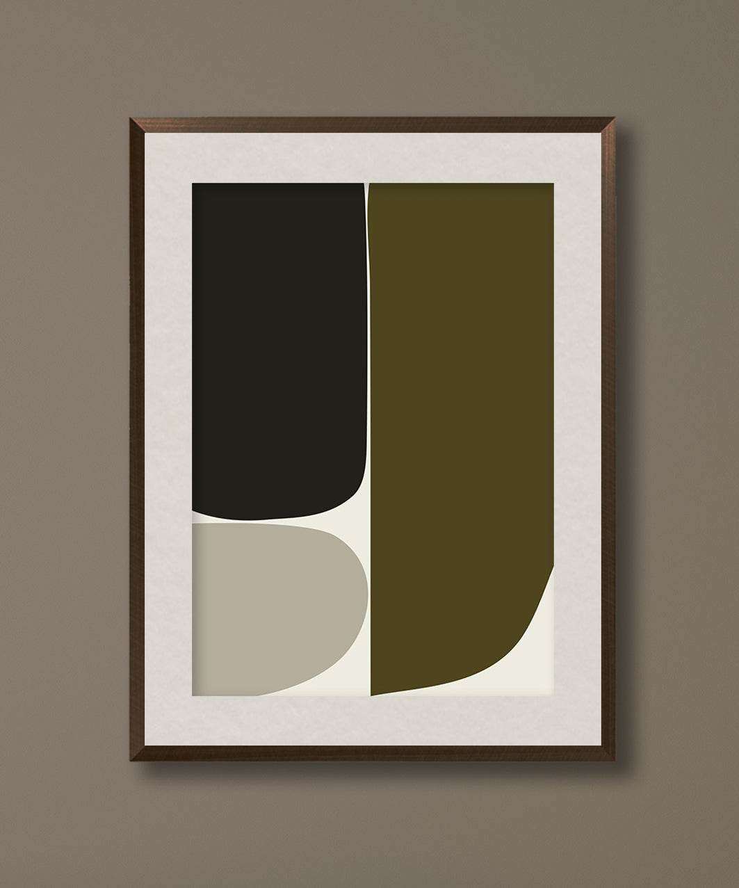 Meadow art print with abstract design in earth tones, high-quality Hahnemühle paper, various sizes available.